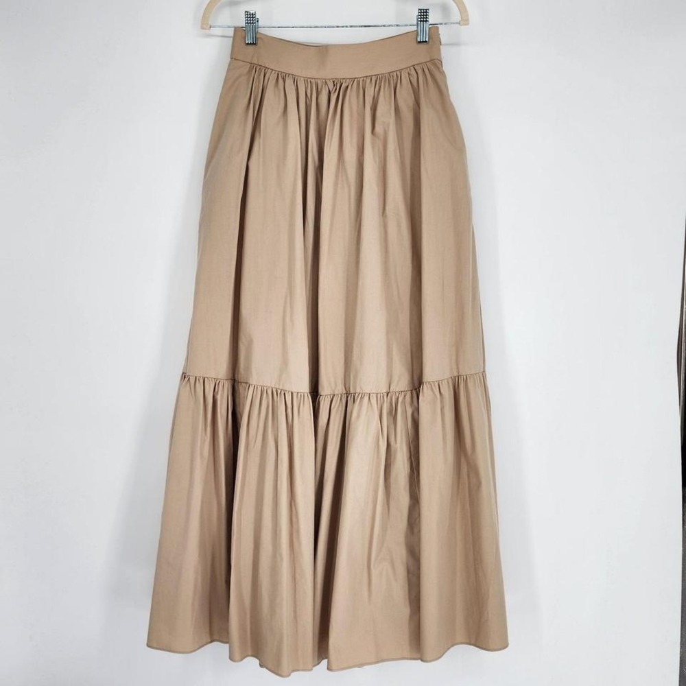 MANGO NWT 100% Cotton Tiered Ruffle Maxi Skirt Size 4 Summer Capsule Minimalist